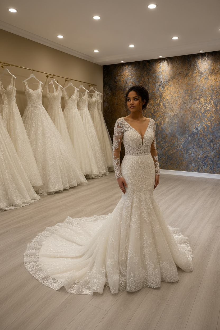 G21-010 Marfil Sirena Fit & flare Vestido de novia — Vista principal de la tienda
