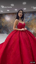 G21-006 Rojo carmesí Vestido princesa Vestido de compromiso Principal Clean Frame