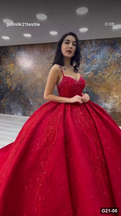 G21-006 Rojo carmesí Vestido princesa Vestido de compromiso Principal Clean Frame