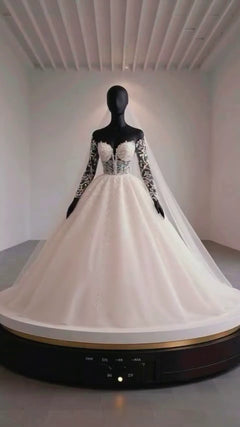 G21-021A - Vestido de novia princesa elegante marfil - GELİNLİK21