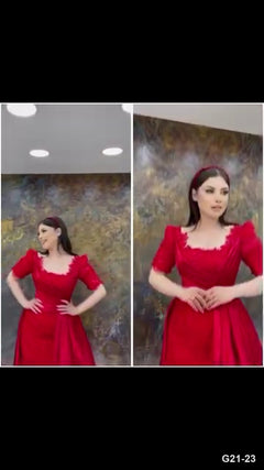 G21-023 Rojo carmesí Vestido princesa Vestido de compromiso Principal Clean Frame