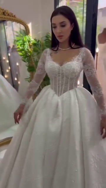 G21-024A - Vestido de novia princesa elegante color champán - GELİNLİK21