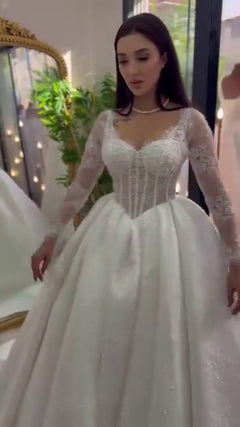 G21-024A - Vestido de novia princesa elegante color champán - GELİNLİK21