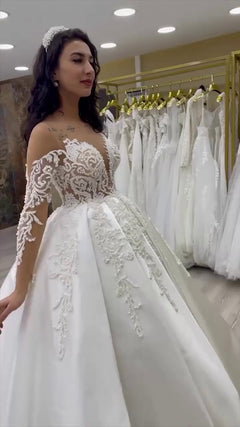 G21-026A - Vestido de novia princesa adornado color champán - GELİNLİK21
