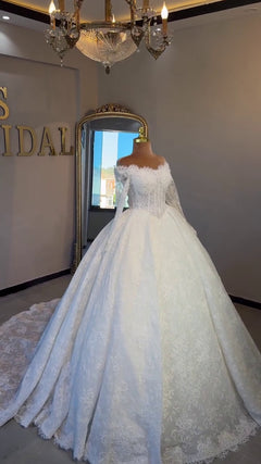 G21-030A - Vestido de novia princesa elegante marfil - GELİNLİK21