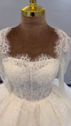 G21-039A - Vestido de novia princesa adornado marfil - GELİNLİK21
