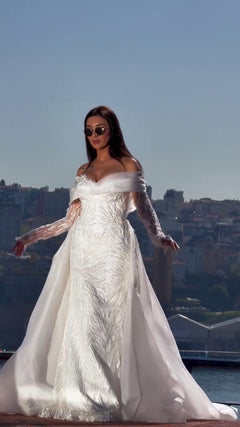 G21-040A - Champán Con cristales y pedrería Vestido princesa Vestido de novia - GELİNLİK21
