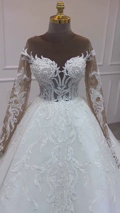G21-041A - Vestido de novia princesa elegante marfil - GELİNLİK21