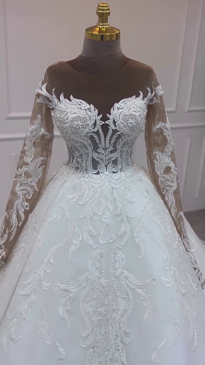 G21-041A - Vestido de novia princesa elegante marfil - GELİNLİK21