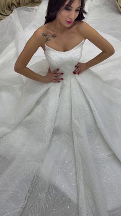 G21-045A - Vestido de novia princesa elegante marfil - GELİNLİK21
