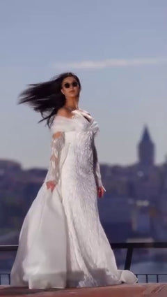 G21-046A - Vestido de novia princesa elegante marfil - GELİNLİK21