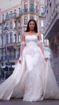 G21-047A - Vestido de novia princesa adornado marfil - GELİNLİK21
