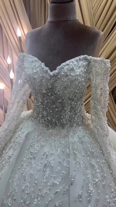 G21-053A - Vestido de novia princesa de encaje color champán - GELİNLİK21