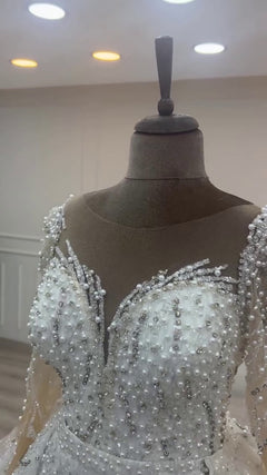 G21-057A - Vestido de novia princesa elegante color champán - GELİNLİK21