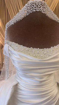 G21-062A - Vestido de novia princesa de encaje color champán - GELİNLİK21