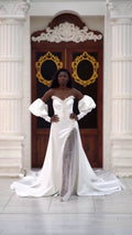 G21-066A - Vestido de novia princesa marfil con cristales y pedrería - GELİNLİK21