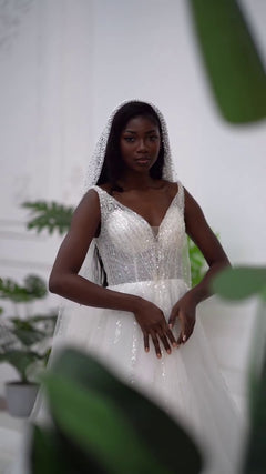 G21-068A - Vestido de novia princesa elegante marfil - GELİNLİK21