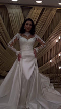 G21-072A - Vestido de novia princesa de encaje marfil - GELİNLİK21