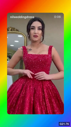 G21-076 Rojo carmesí Vestido princesa Vestido de compromiso Principal Clean Frame