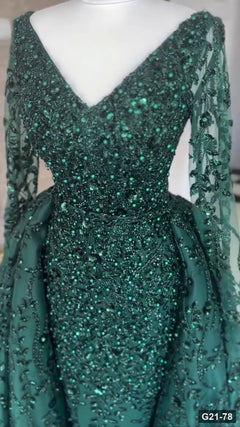 G21-078 Verde esmeralda Vestido princesa Vestido de compromiso Principal Clean Frame