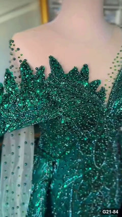G21-084 Verde esmeralda Vestido princesa Vestido de compromiso Principal Clean Frame