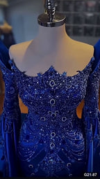 G21-087 Azul royal Recto Vestido de compromiso Principal Clean Frame