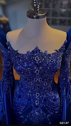 G21-087 Azul royal Recto Vestido de compromiso Principal Clean Frame