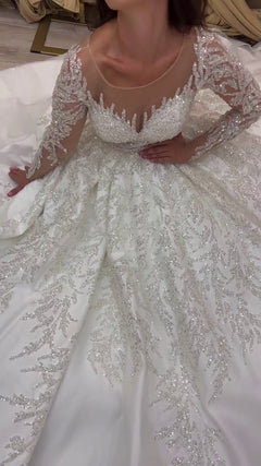 G21-089A - Marfil suave Adornado Vestido princesa Vestido de novia - GELİNLİK21