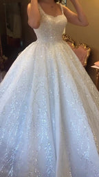 G21-117A - Vestido de novia princesa de encaje marfil suave con pedrería - GELİNLİK21