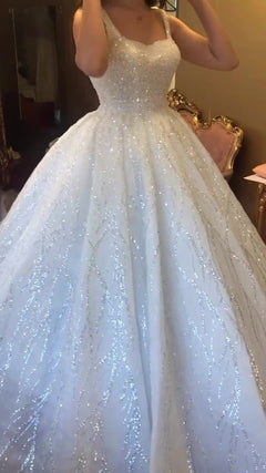 G21-117A - Vestido de novia princesa de encaje marfil suave con pedrería - GELİNLİK21