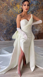 G21-123A - Vestido de novia princesa de encaje marfil con pedrería - GELİNLİK21