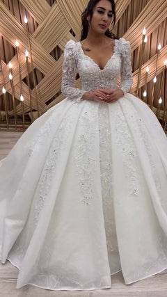 G21-127A - Vestido de novia princesa adornado marfil - GELİNLİK21