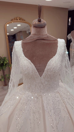 G21-134A - Marfil suave Adornado Vestido princesa Vestido de novia - GELİNLİK21