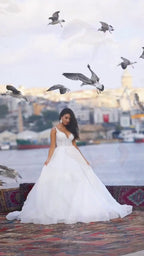 G21-141A - Vestido de novia princesa adornado marfil - GELİNLİK21