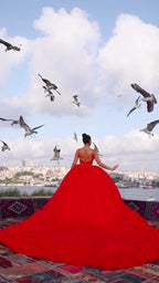 G21-142A - Vestido de novia princesa elegante carmesí - GELİNLİK21