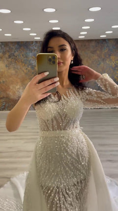 G21-149A - Vestido de novia princesa de encaje color champán - GELİNLİK21