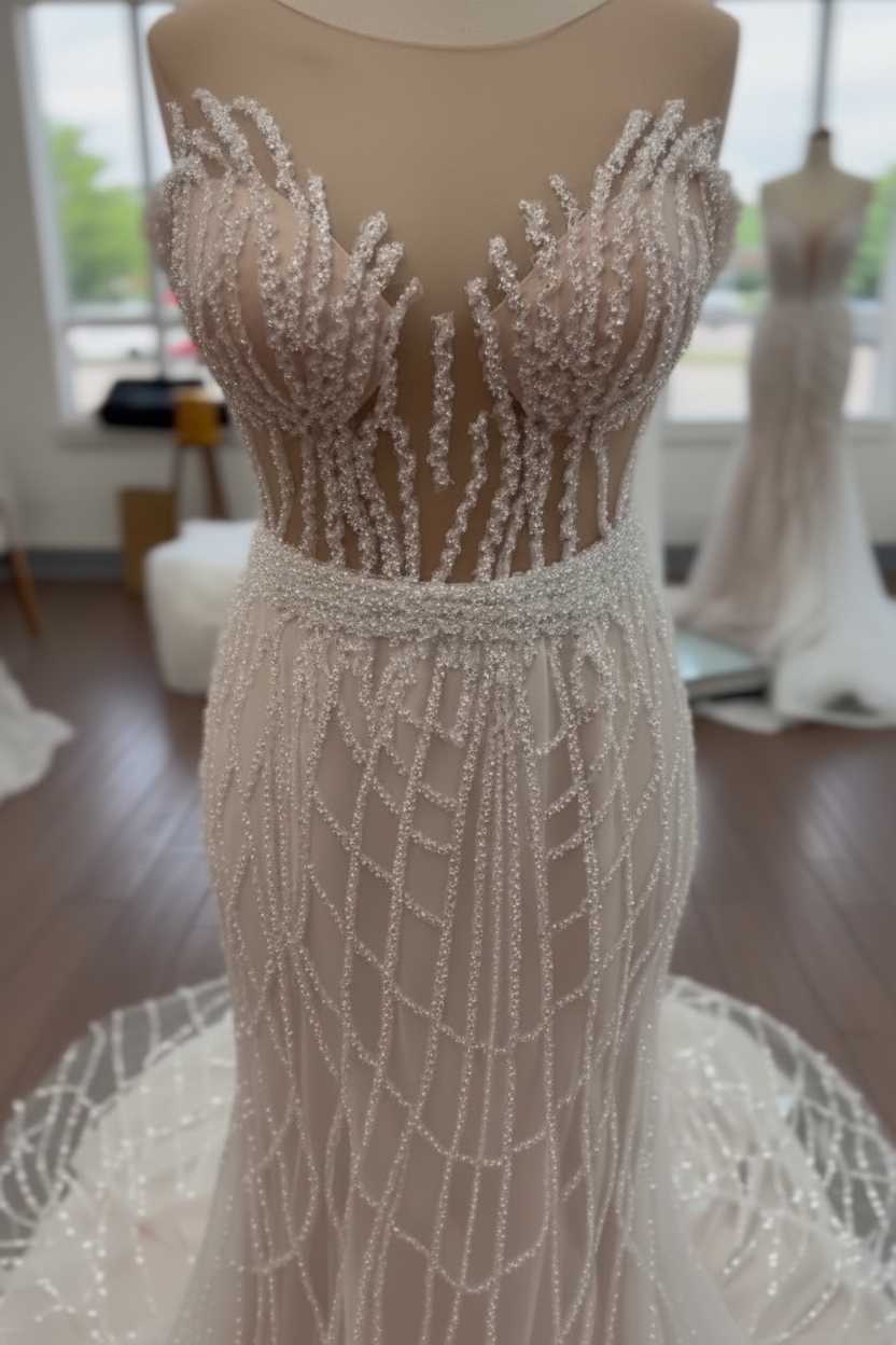 Cristal Cage Sirena Vestido de novia