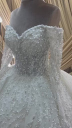 G21-053A - Vestido de novia princesa de encaje color champán