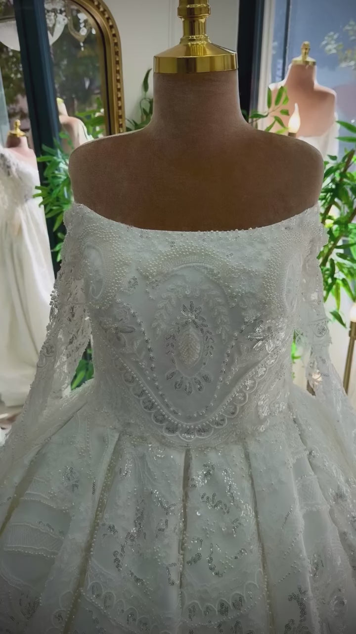 G21-043A - Vestido de novia princesa de encaje marfil