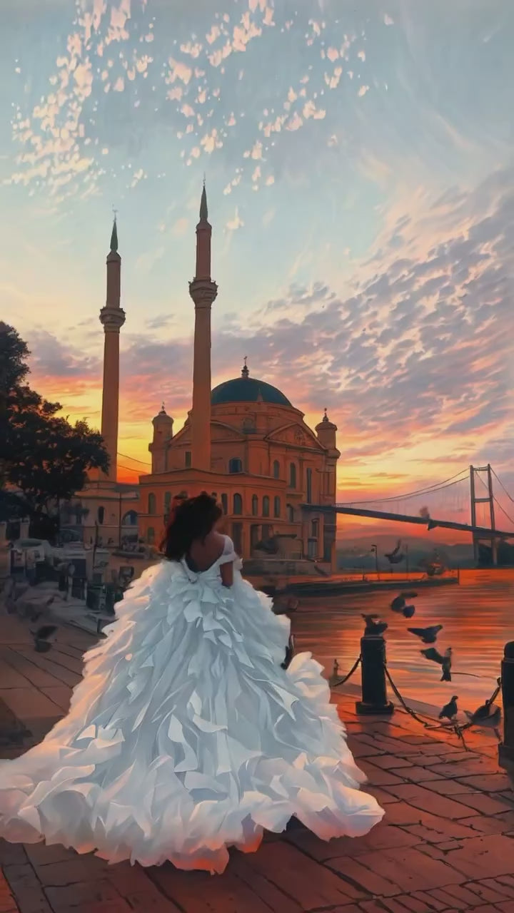 G21-111A - Vestido de novia princesa de encaje marfil suave con pedrería