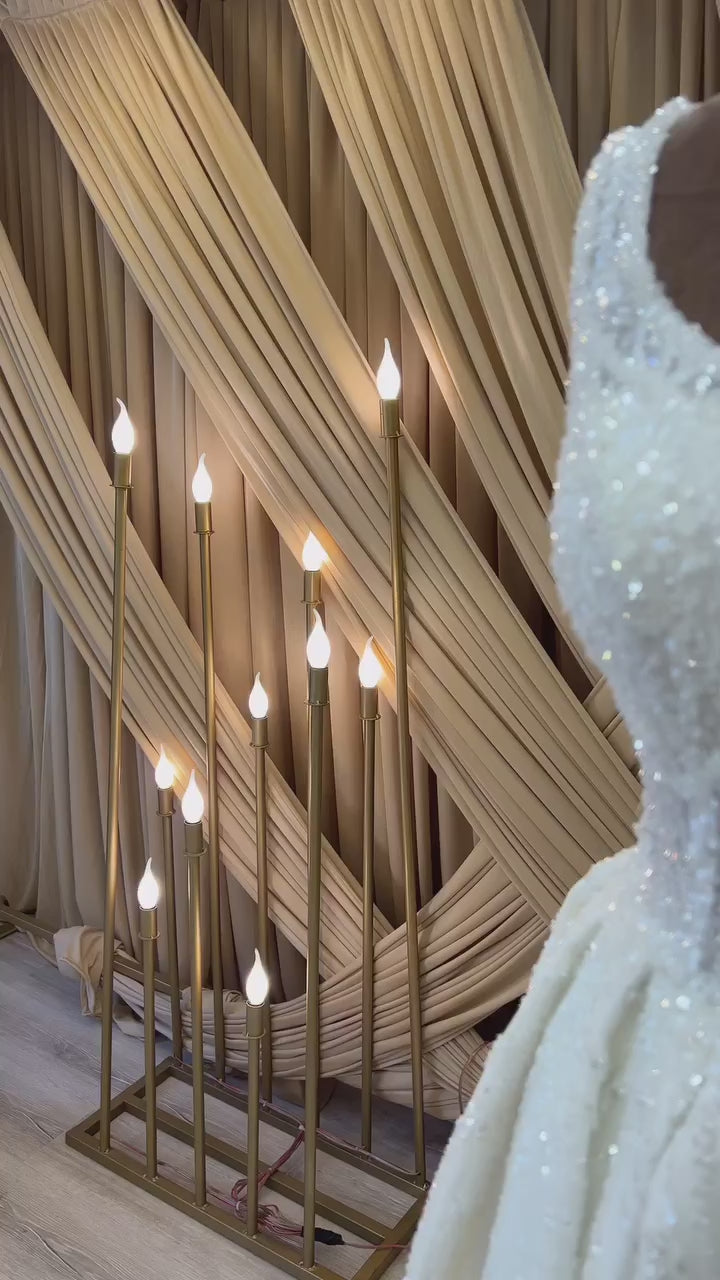 G21-095A - Vestido de novia princesa de encaje marfil suave con pedrería