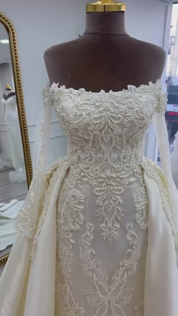 G21-052A - Vestido de novia princesa de encaje marfil